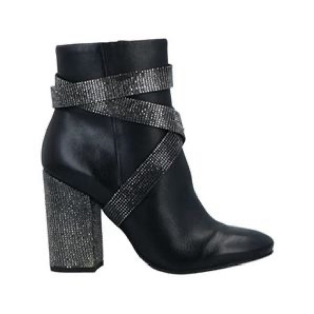 Schutz Menotti Rhinestone Embellished Block Heel Boots